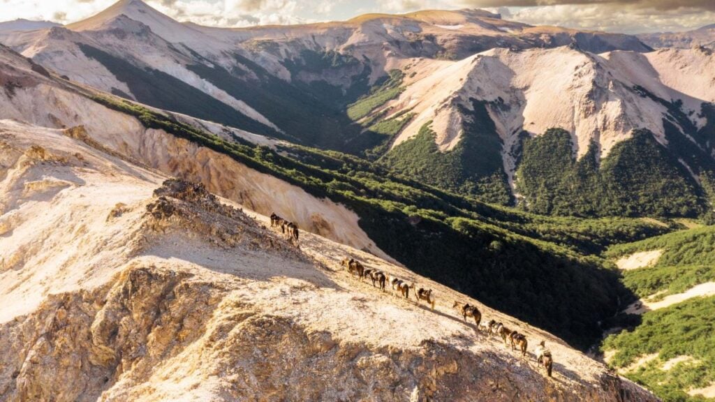 Horse Riding on the edge of cliffs - Patagonia Trail - Argentina