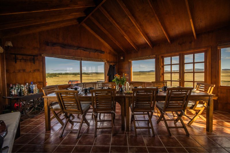 Dinig room in wooden building in Tierra del Fuego, Patagonia