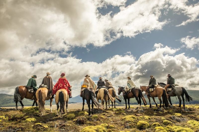 Group of horse riders in Tierra del Fuego, Patagonia